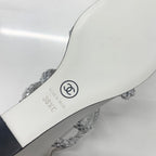 Chanel CC Logo Braided Leather Wedge Sole Sandals Silver — view 9