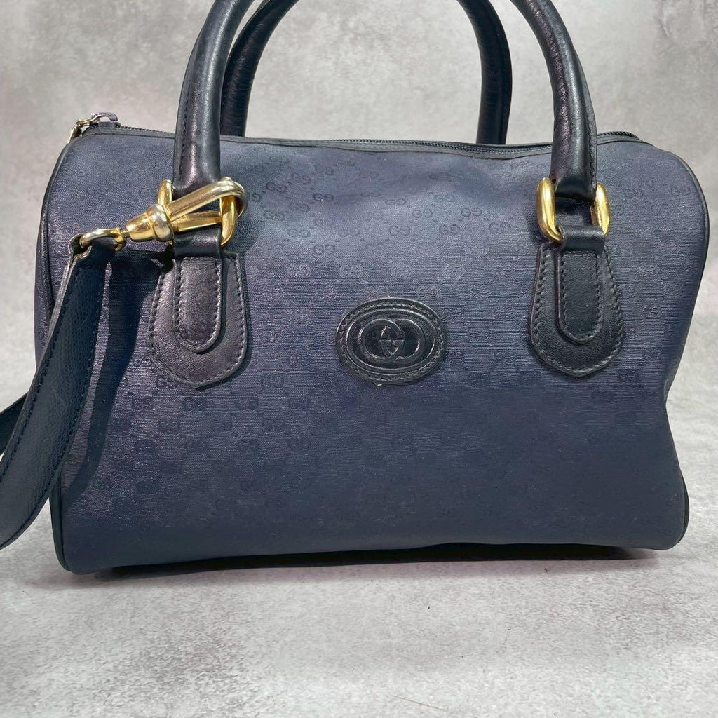 Gucci GG Boston Bag 2-Way Navy Logo Leather — view 2