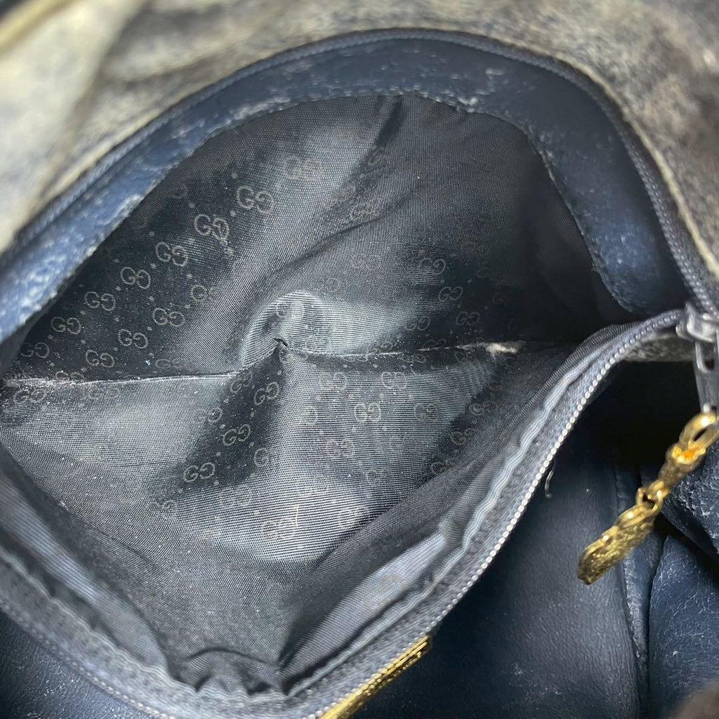 Gucci GG Boston Bag 2-Way Navy Logo Leather — view 6