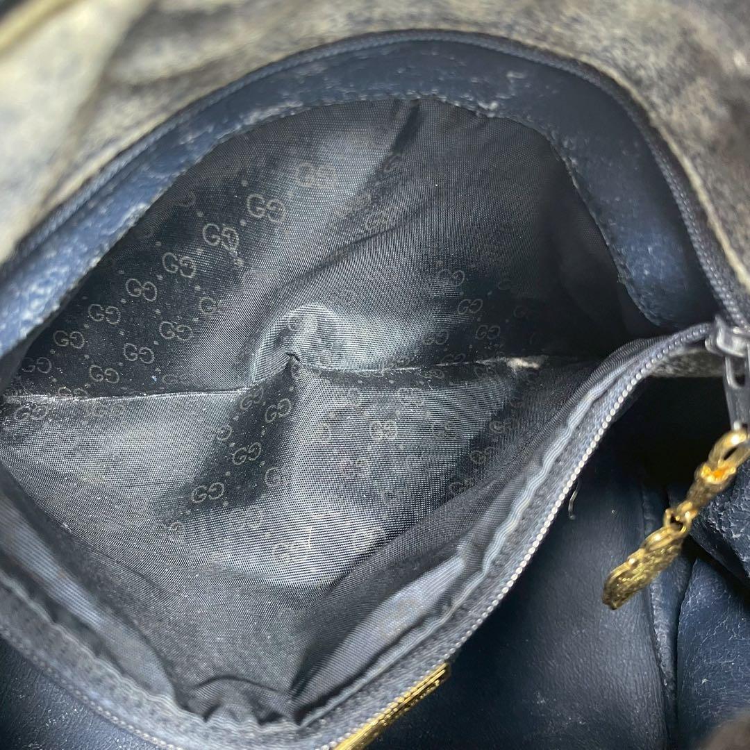 Gucci GG Boston Bag 2-Way Navy Logo Leather — view 6