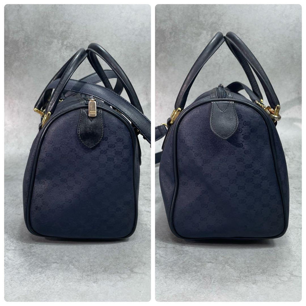Gucci GG Boston Bag 2-Way Navy Logo Leather — view 7