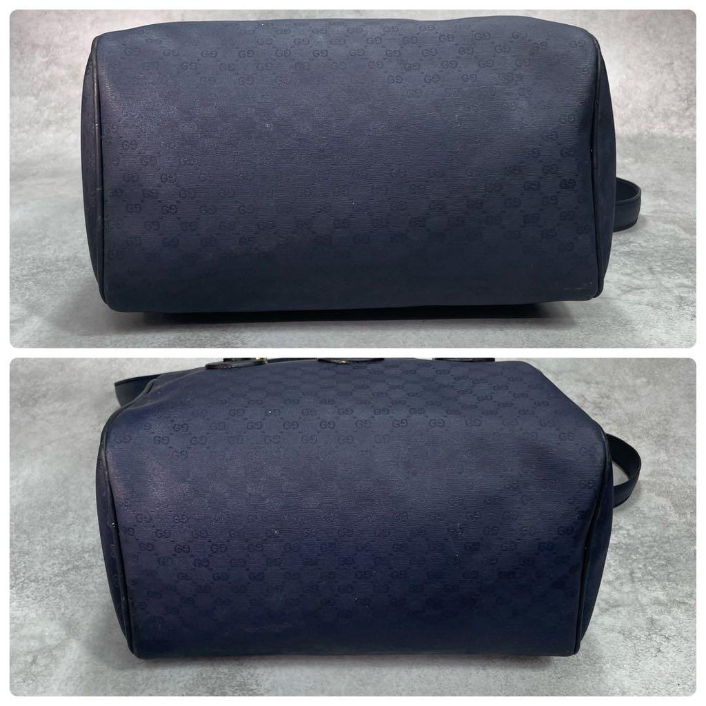 Gucci GG Boston Bag 2-Way Navy Logo Leather — view 8