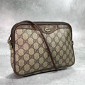 Gucci GG Shoulder Bag Brown Beige Leather Logo