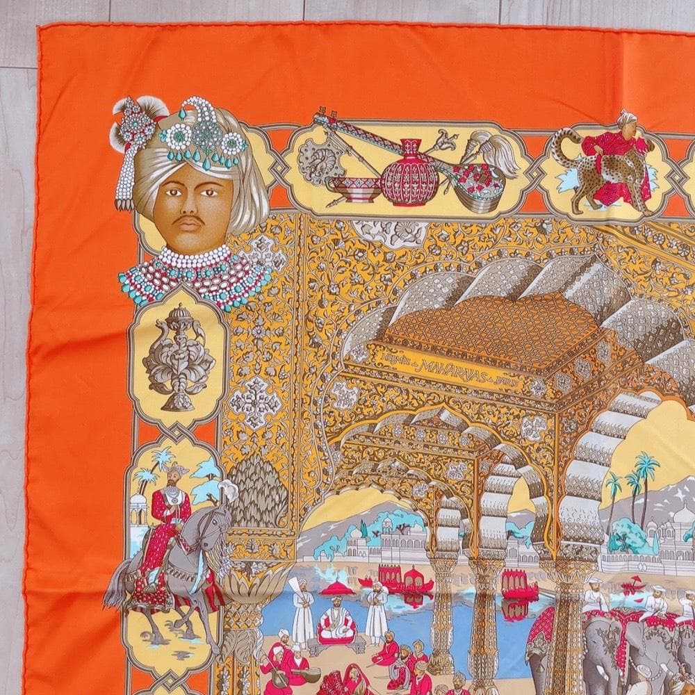 Hermes Carre 90 Maharaja Scarf Orange Silk — view 2