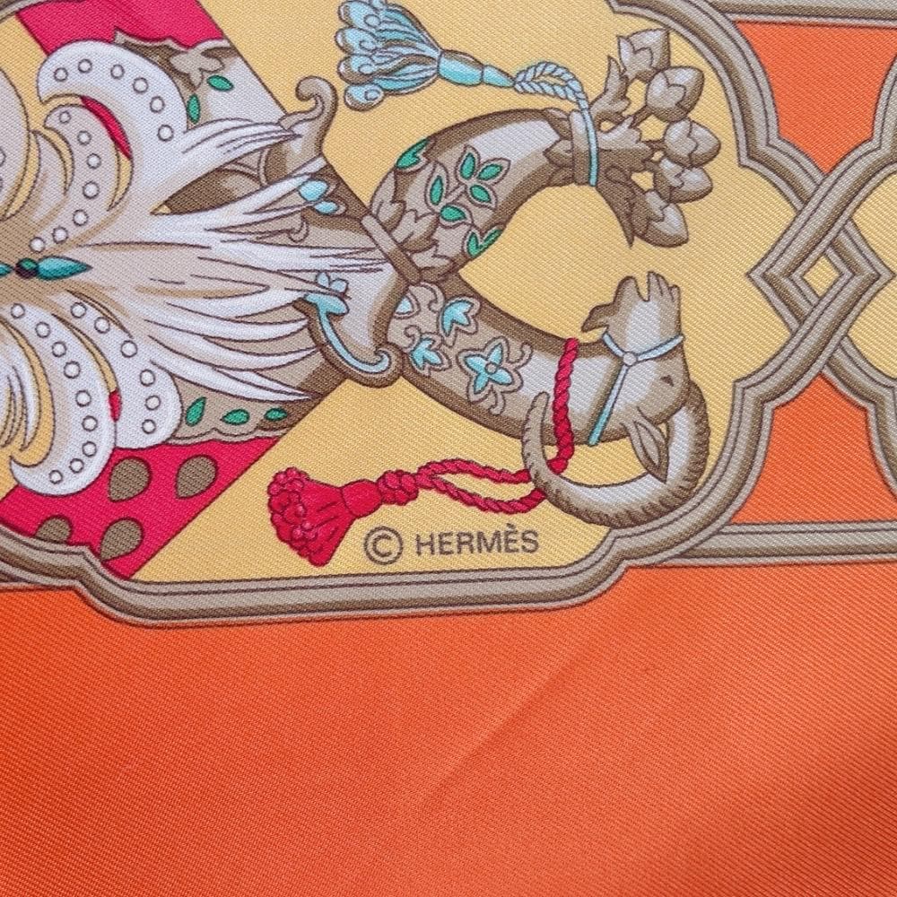 Hermes Carre 90 Maharaja Scarf Orange Silk — view 6