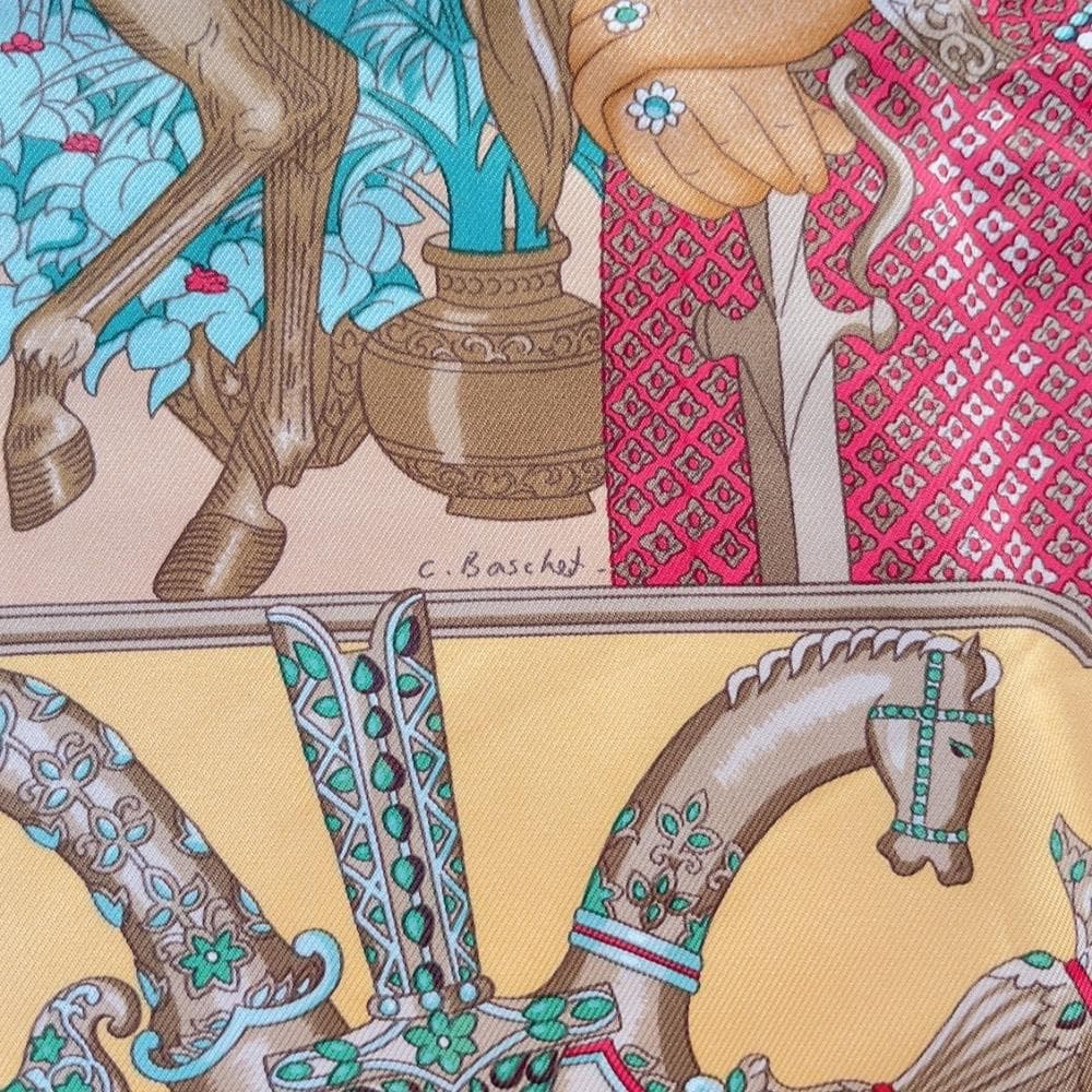 Hermes Carre 90 Maharaja Scarf Orange Silk — view 7