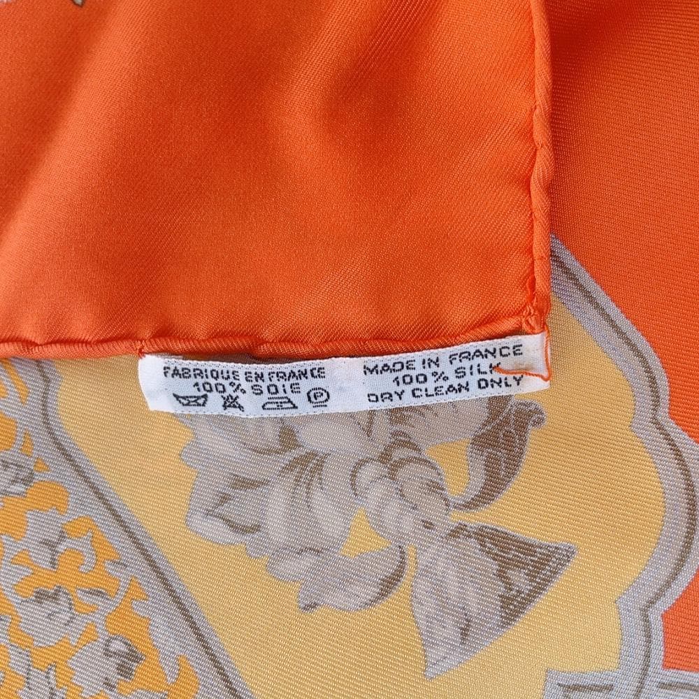 Hermes Carre 90 Maharaja Scarf Orange Silk — view 8