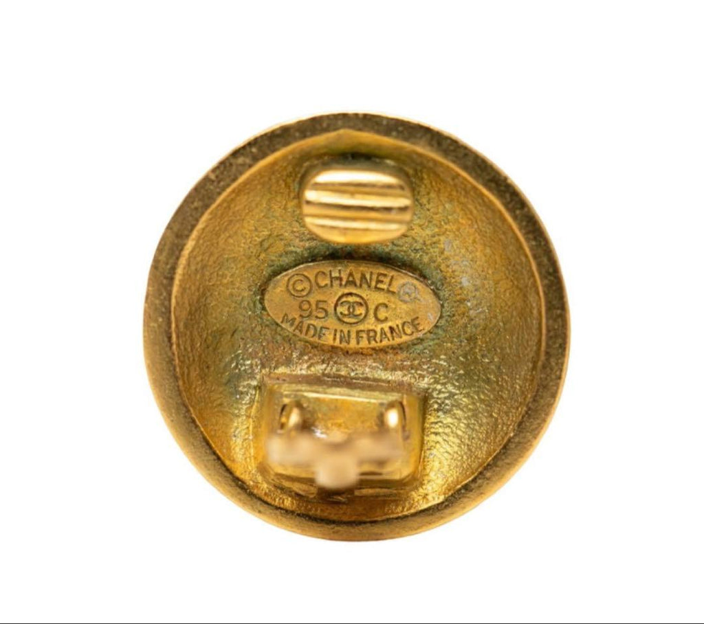 Chanel CC Logo Vintage Round Earrings 95c