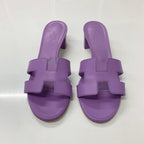Hermes Oasis Leather Sandals Purple — view 2