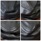 Prada Denim Leather Triangle Plate Logo Shoulder Tote Bag Black — view 6