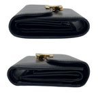 Celine Leather Triomphe Logo Gold Trifold Wallet Black — view 5