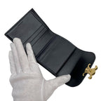 Celine Leather Triomphe Logo Gold Trifold Wallet Black — view 7