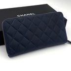 Chanel Quilted Caviar Leather Zip Around Wallet Navy — view 2