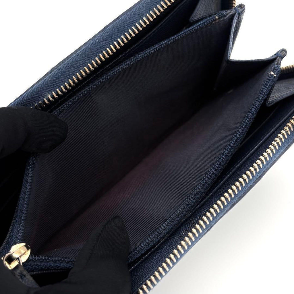 Chanel Quilted Caviar Leather Zip Around Wallet Navy — view 4