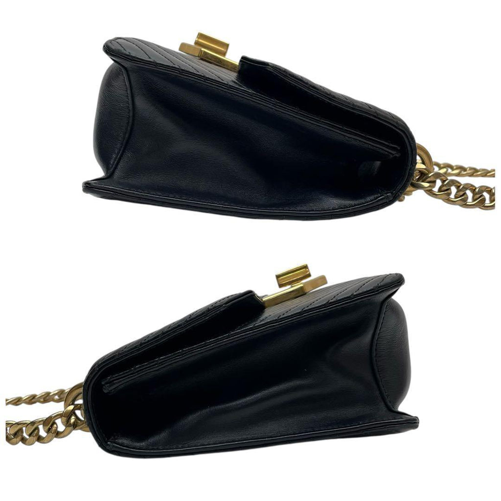 Prada Leather Chain Shoulder Bag Black — view 4