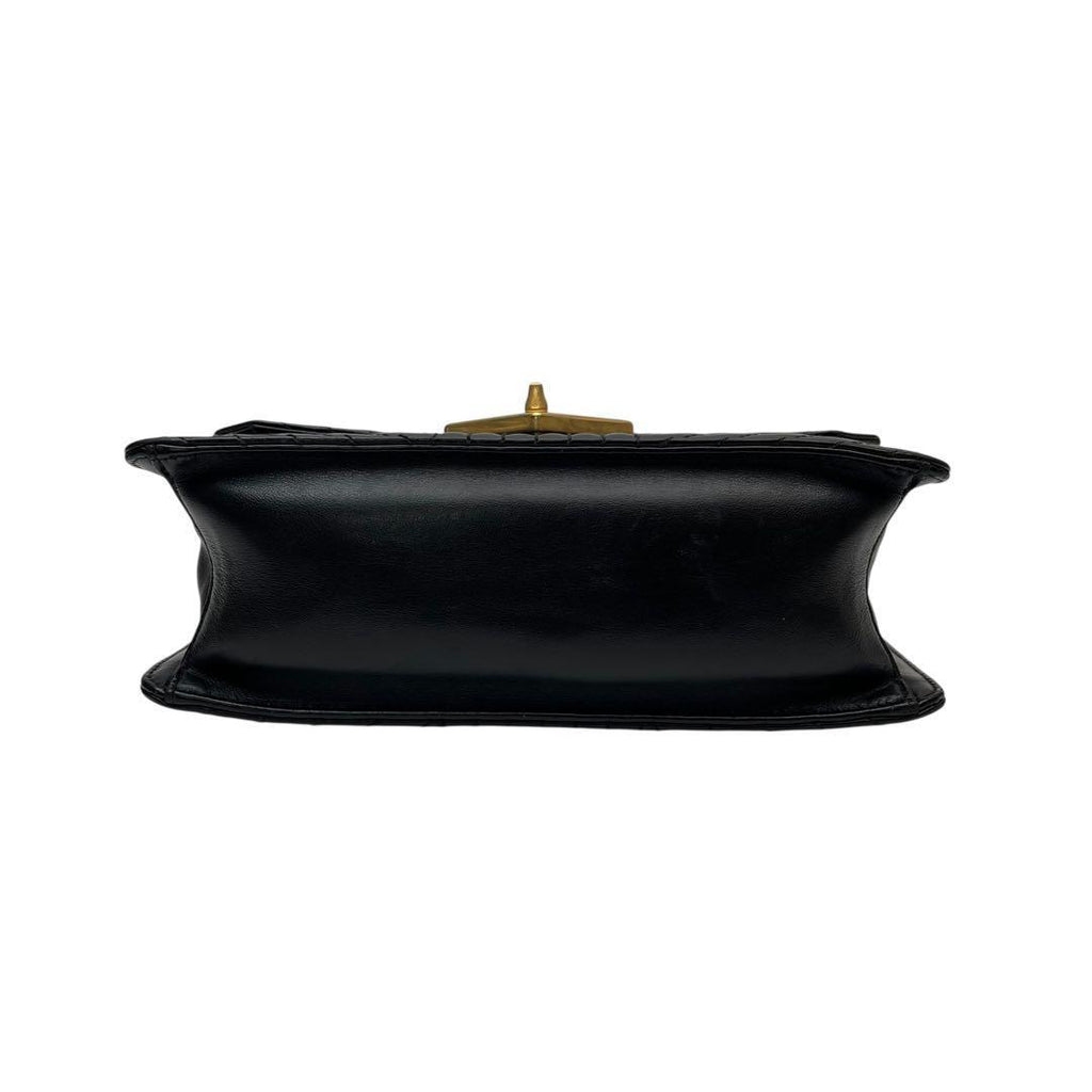 Prada Leather Chain Shoulder Bag Black — view 5