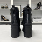 Prada Re-Nylon Leather Triangle Logo Boots Black — view 6
