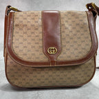 Gucci GG Shoulder Bag Brown Beige Logo Leather — view 2
