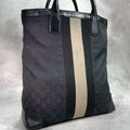 Gucci GG Sherry Line Tote Black Beige Logo