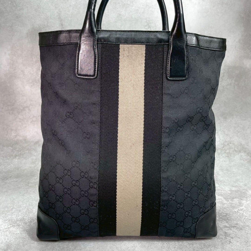 Gucci GG Sherry Line Tote Black Beige Logo — view 2