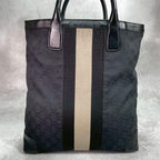 Gucci GG Sherry Line Tote Black Beige Logo — view 2