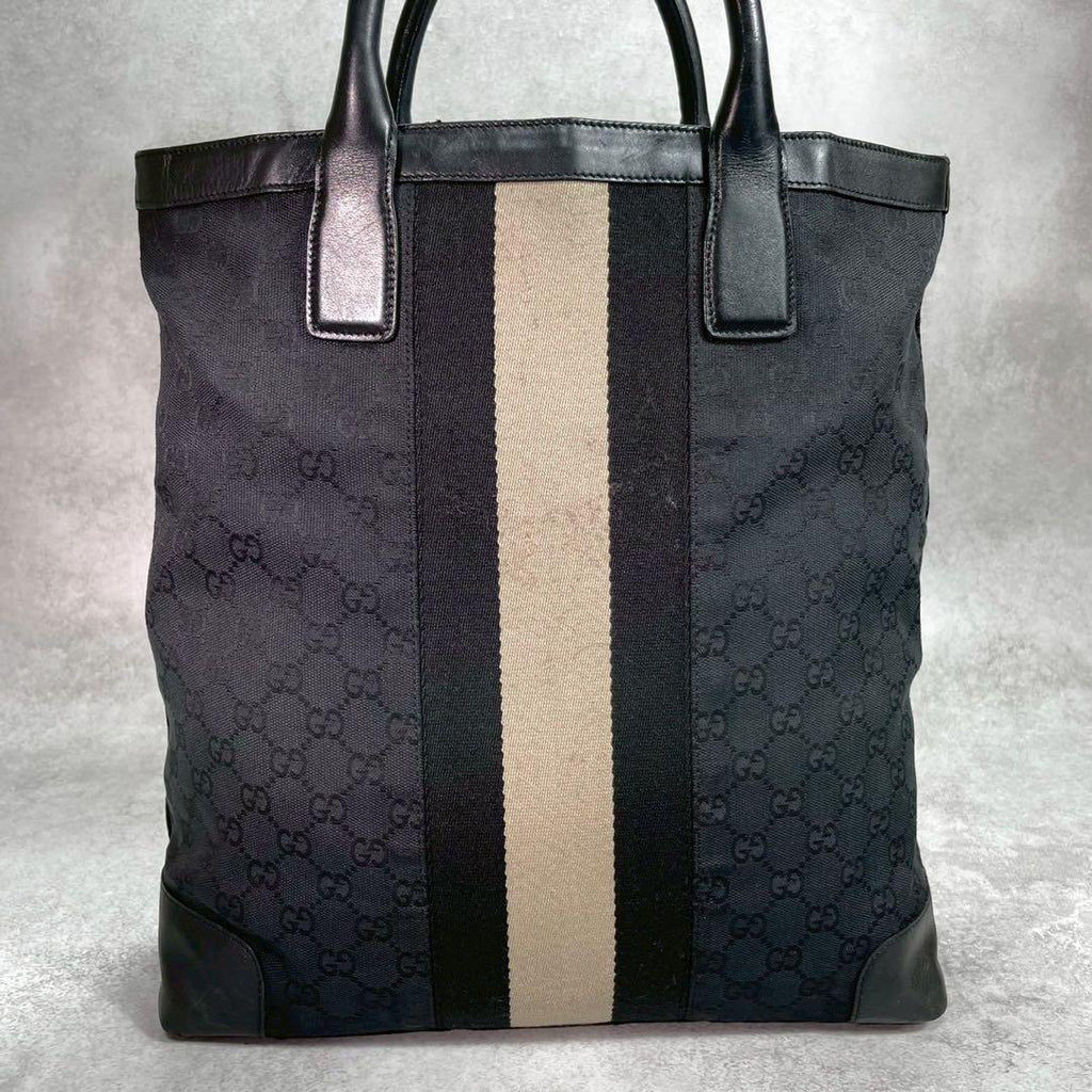 Gucci GG Sherry Line Tote Black Beige Logo — view 3