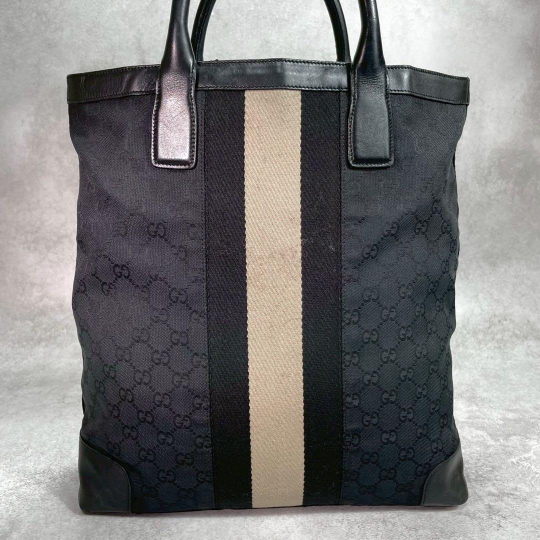 Gucci GG Sherry Line Tote Black Beige Logo — view 3
