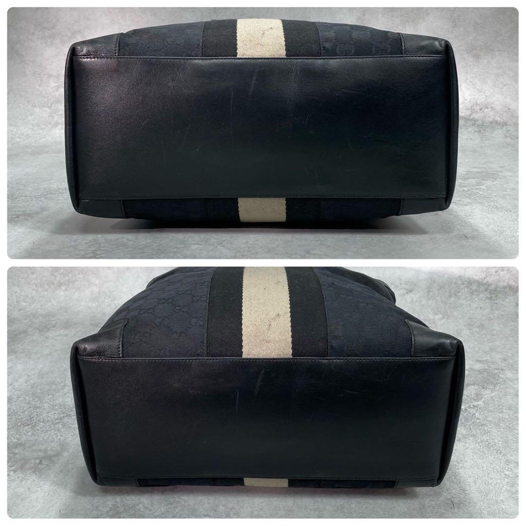 Gucci GG Sherry Line Tote Black Beige Logo — view 8