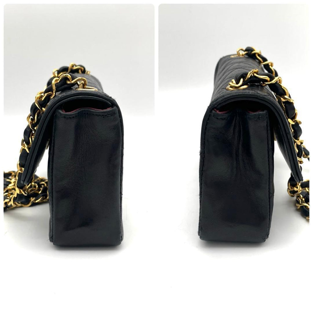 Chanel Mini Quilted Lambskin Shoulder Chain Bag Black