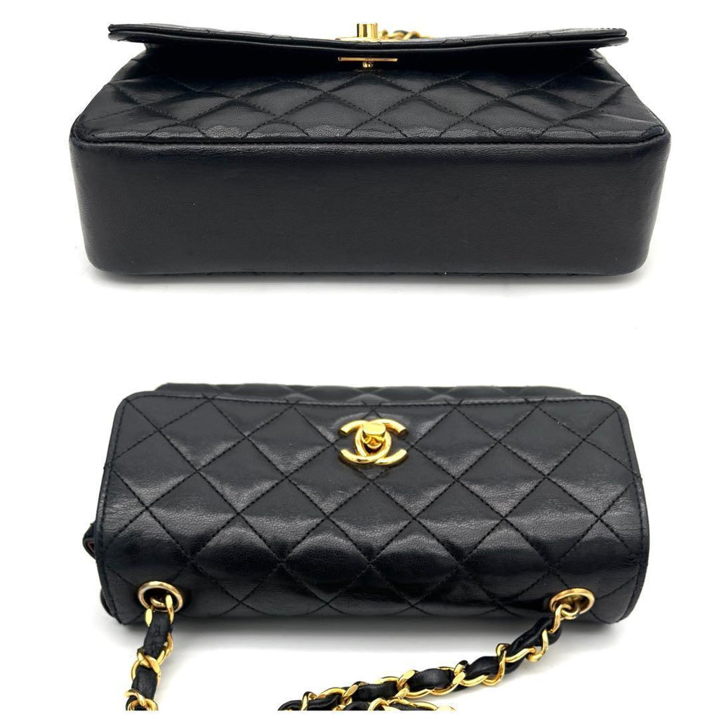 Chanel Mini Quilted Lambskin Shoulder Chain Bag Black