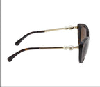 Chanel CC Logo Pearl Tortoiseshell Sunglasses Eyewear — view 4