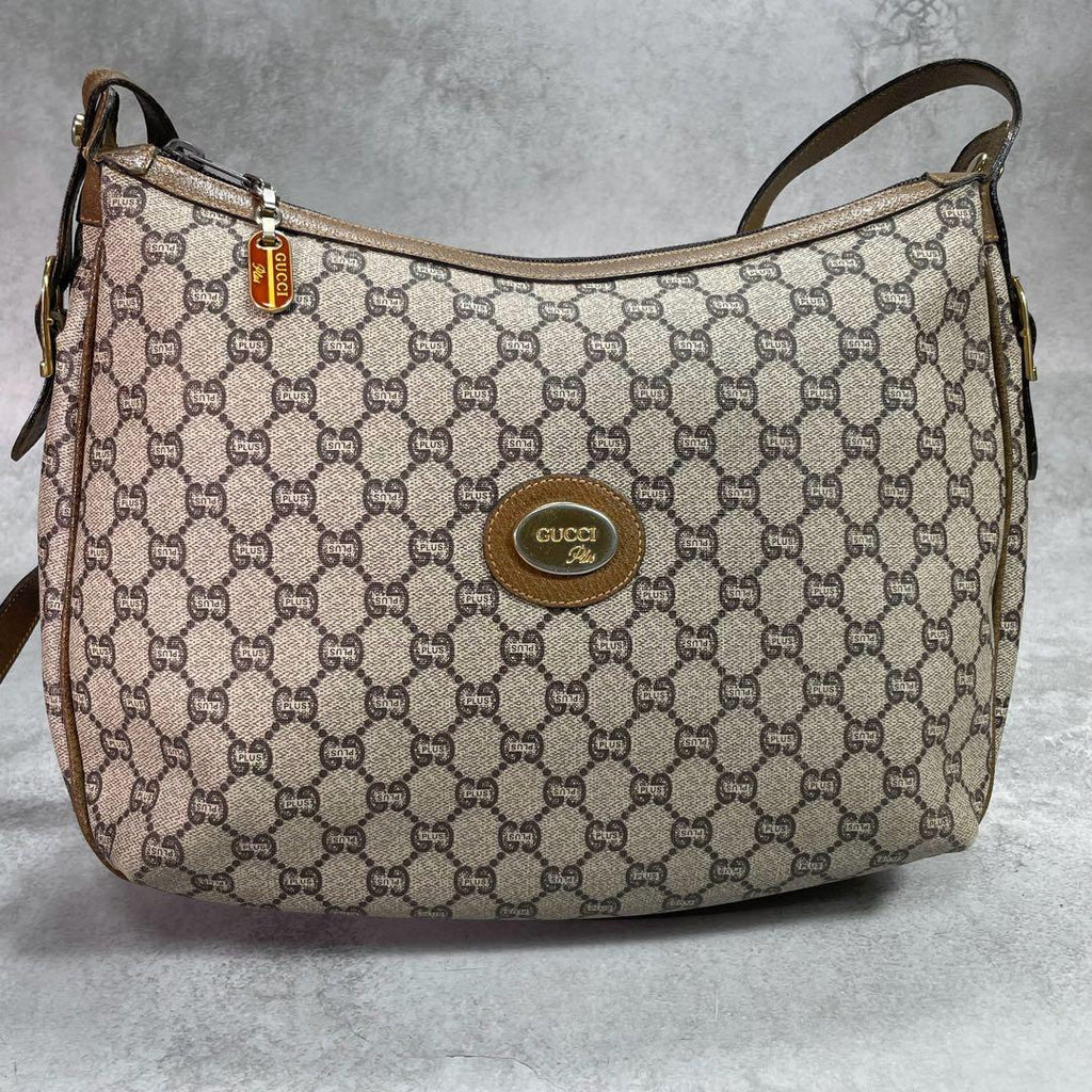 Gucci GG Shoulder Bag Brown Beige Leather Logo — view 2