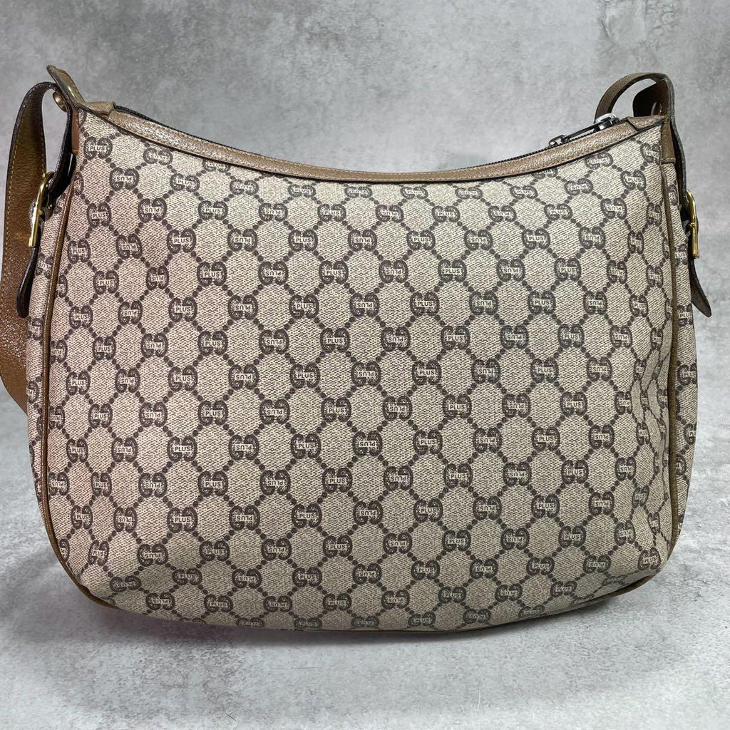 Gucci GG Shoulder Bag Brown Beige Leather Logo — view 3