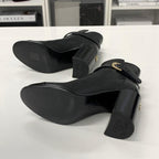 Chanel CC Logo Belt Leather Patent Short Boots Black — view 7