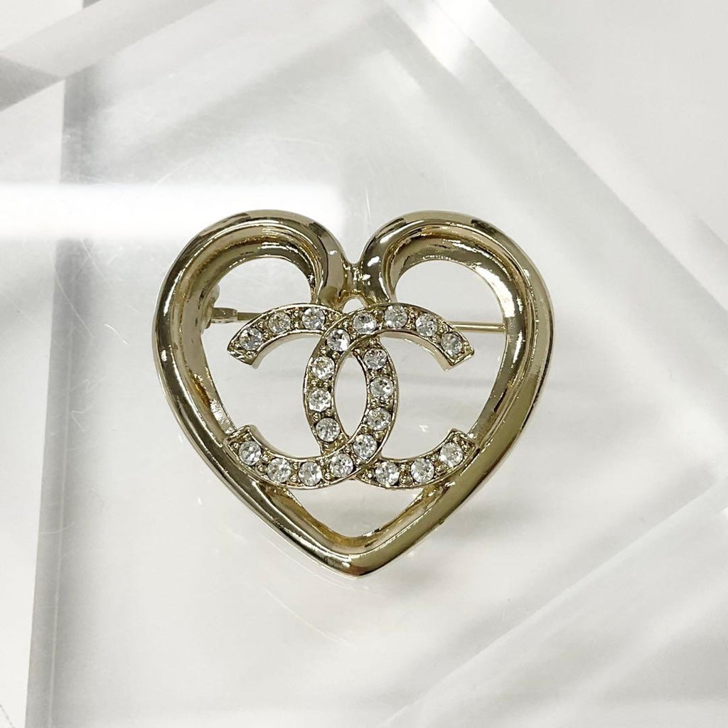 Chanel Brooch Heart Coco Mark Rhinestone — view 3