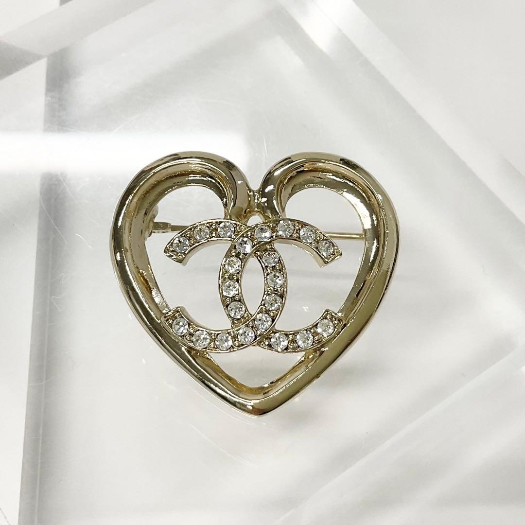 Chanel Brooch Heart Coco Mark Rhinestone — view 3
