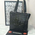 Chanel Choco Bar Tote Enamel Black CC Logo