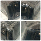 Chanel Choco Bar Tote Enamel Black CC Logo — view 5
