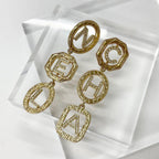 Chanel Earrings CC Logo Rhinestone Gold — view 2