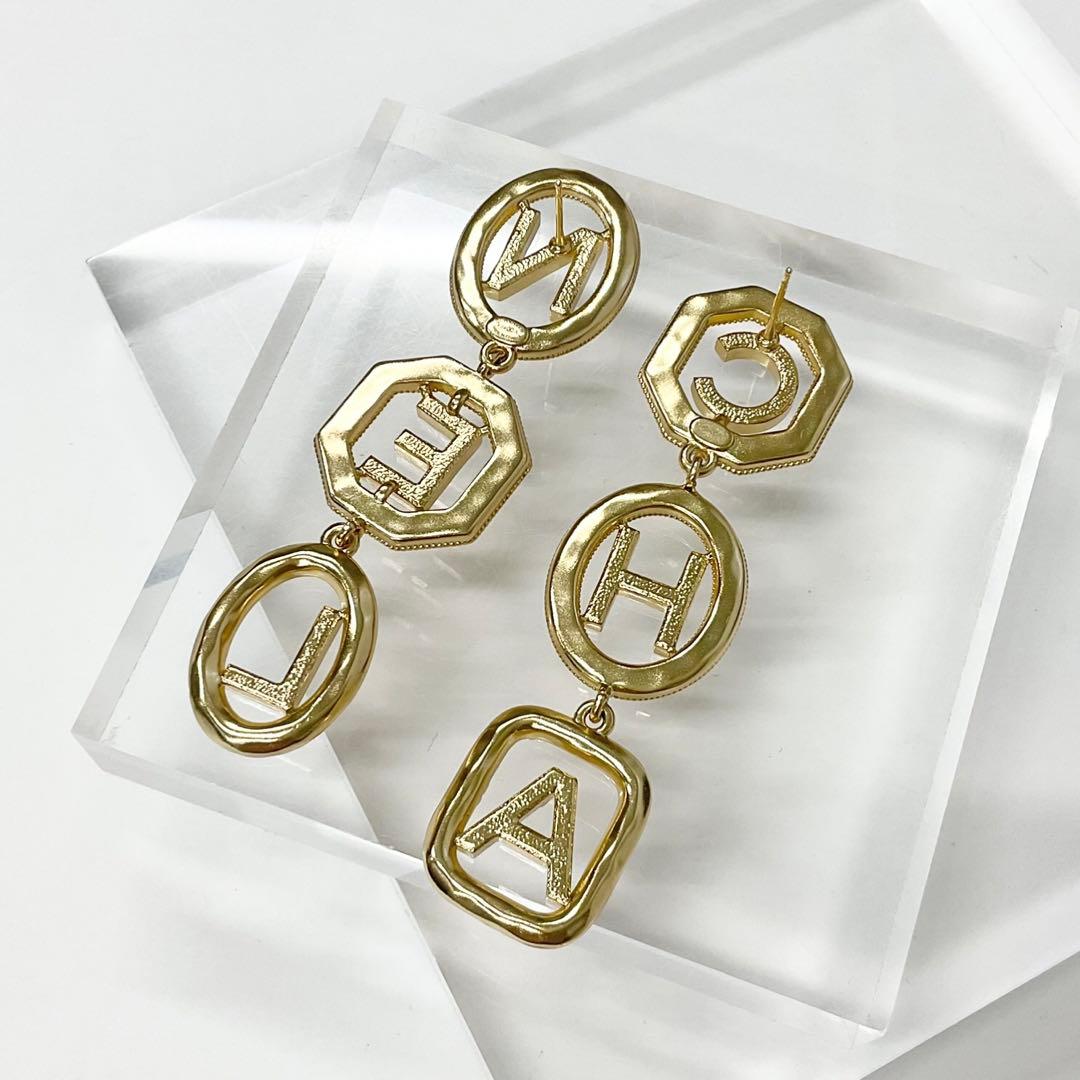 Chanel Earrings CC Logo Rhinestone Gold — view 3