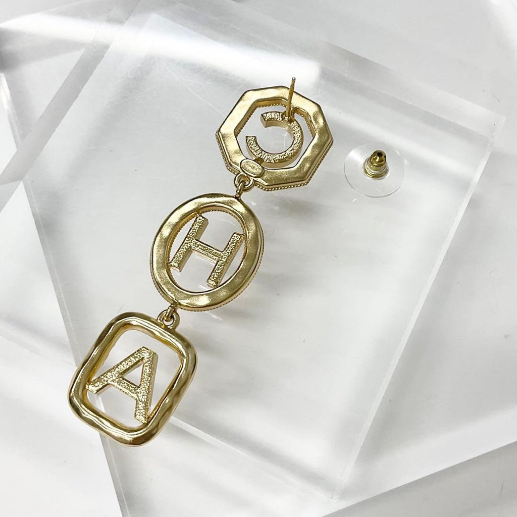 Chanel Earrings CC Logo Rhinestone Gold — view 4