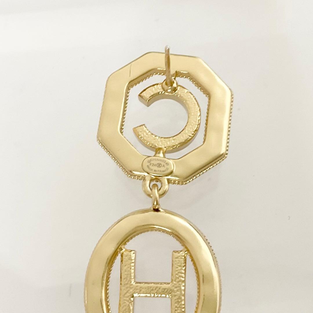 Chanel Earrings CC Logo Rhinestone Gold — view 5
