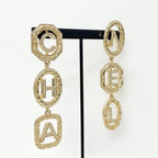 Chanel Earrings CC Logo Rhinestone Gold — view 7