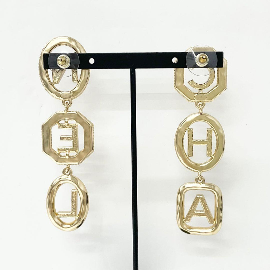 Chanel Earrings CC Logo Rhinestone Gold — view 8