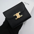 Celine Trio Trifold Wallet Calfskin Black Gold