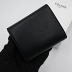 Celine Trio Trifold Wallet Calfskin Black Gold — view 2