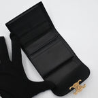 Celine Trio Trifold Wallet Calfskin Black Gold — view 5