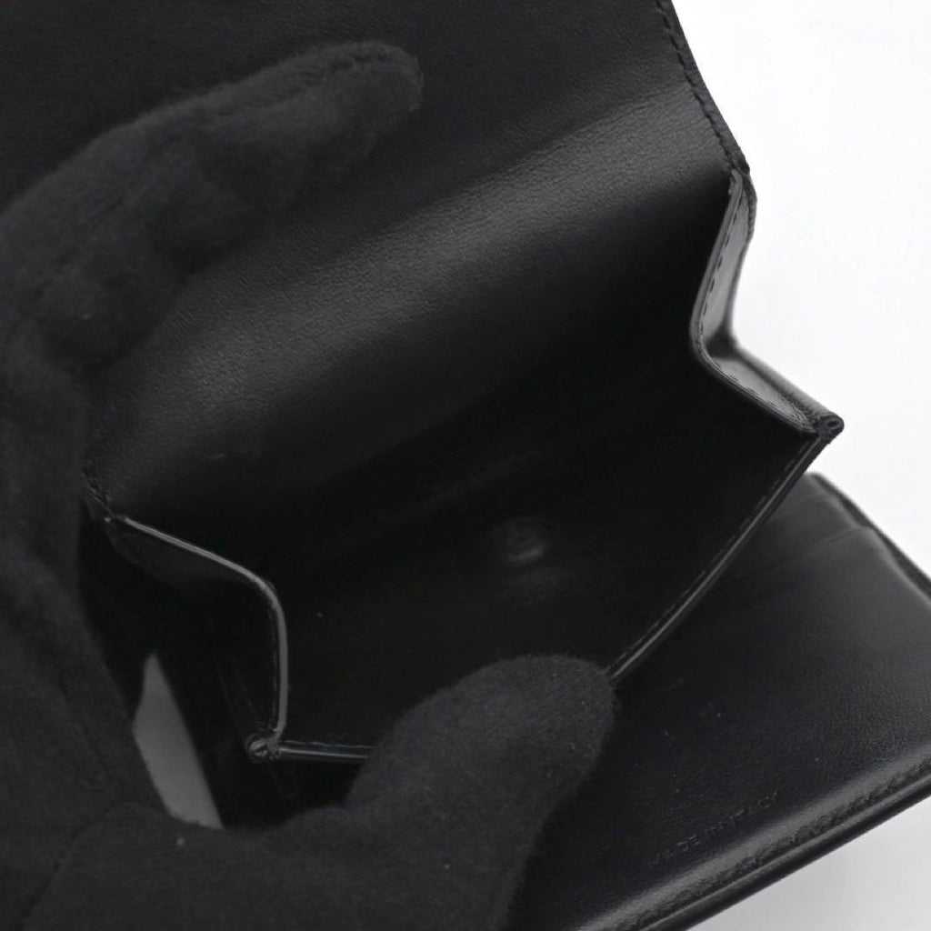 Celine Trio Trifold Wallet Calfskin Black Gold — view 7
