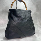Gucci Shoulder Bag 2-Way Bamboo Black Leather