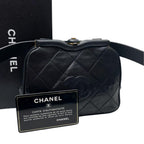 Chanel Lambskin Quilted Kiss Lock Waist Belt Bag CC Logo